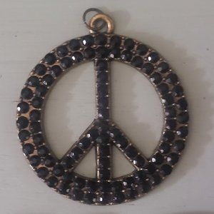 Vintage rhinestone peace charm